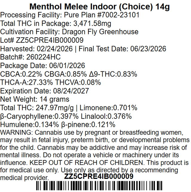 Menthol Melee Pure Plan Menthol Melee Pure Plan