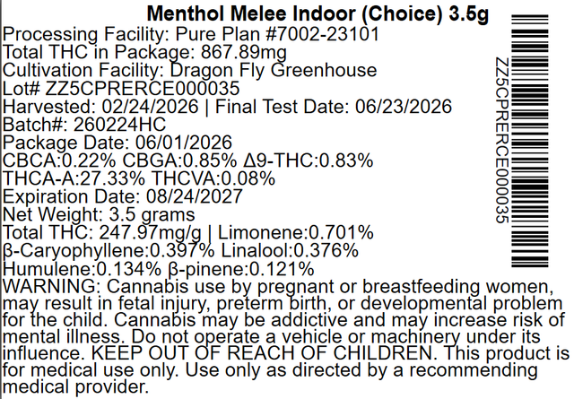 Menthol Melee Pure Plan Menthol Melee Pure Plan
