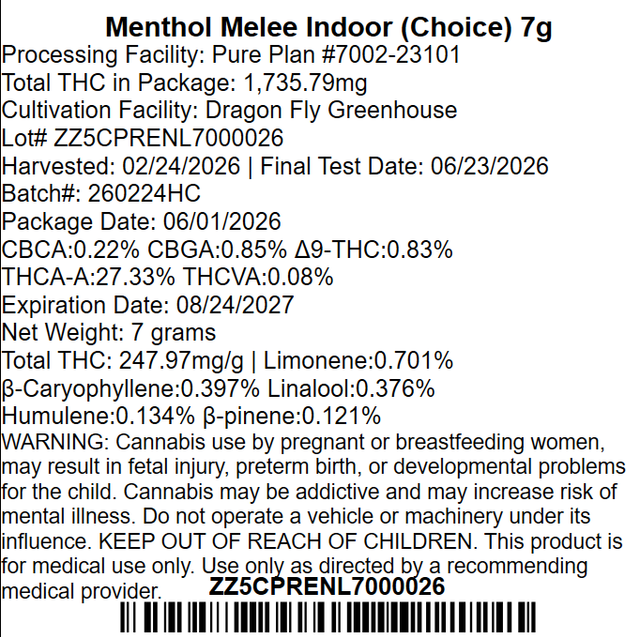 Menthol Melee Pure Plan Menthol Melee Pure Plan