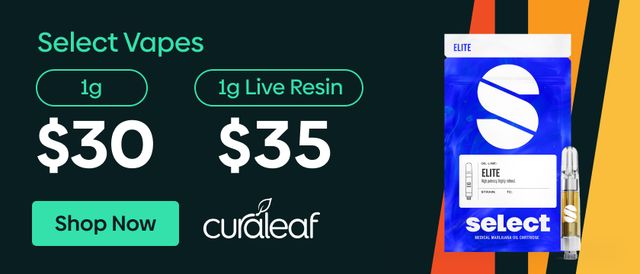 Cannabis Promo, Cannabis Sales, Cannabis Discounts, Cannabis on Sale, $30 Select Elite 1g Vape Carts!