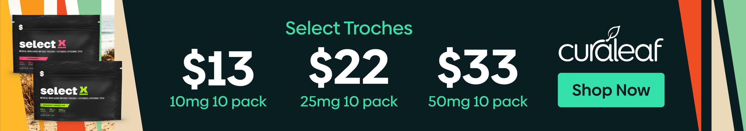 Cannabis Promo, Cannabis Sales, Cannabis Discounts, Cannabis on Sale, $13 Select 10pk/100mg Total Troches!