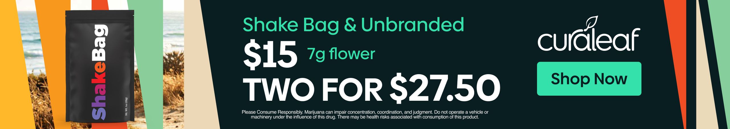 Cannabis Promo, Cannabis Sales, Cannabis Discounts, Cannabis on Sale, 2 for $27.50 Shake Bag Quarters!