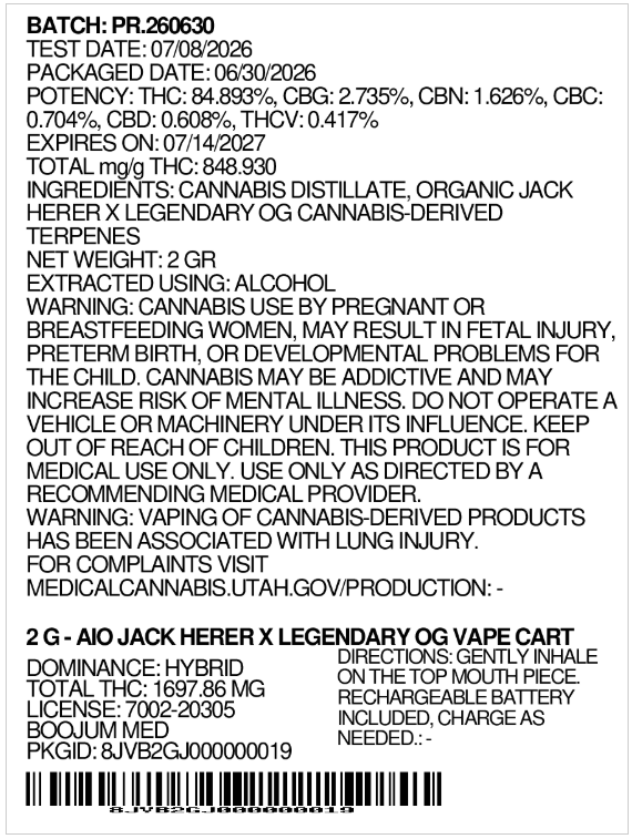 Jack Herer x Legendary OG Boojum Jack Herer x Legendary OG Boojum