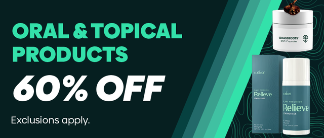 Cannabis Promo, Cannabis Sales, Cannabis Discounts, Cannabis on Sale, 60% off All Topical & Oral Products