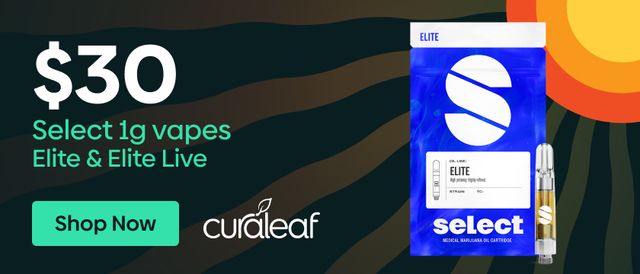 Cannabis Promo, Cannabis Sales, Cannabis Discounts, Cannabis on Sale, $30 Select Elite & Elite LR 1g Vape Carts!