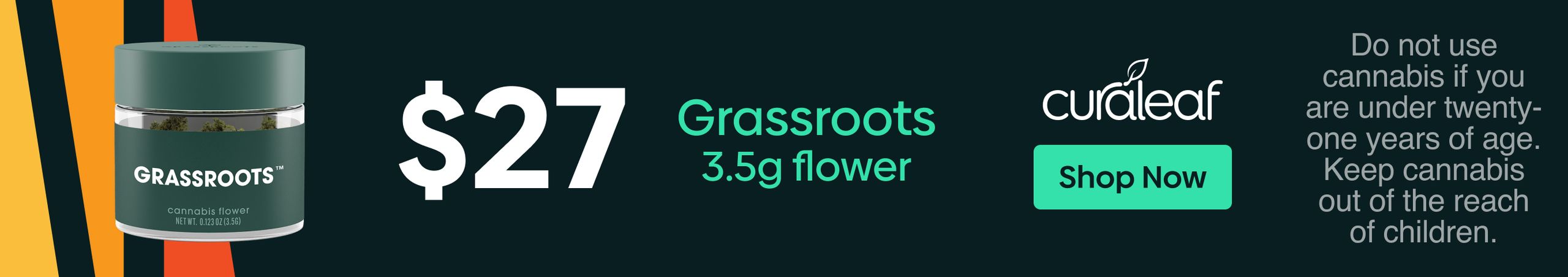 Cannabis Promo, Cannabis Sales, Cannabis Discounts, Cannabis on Sale, $27 Grassroots Eighths!