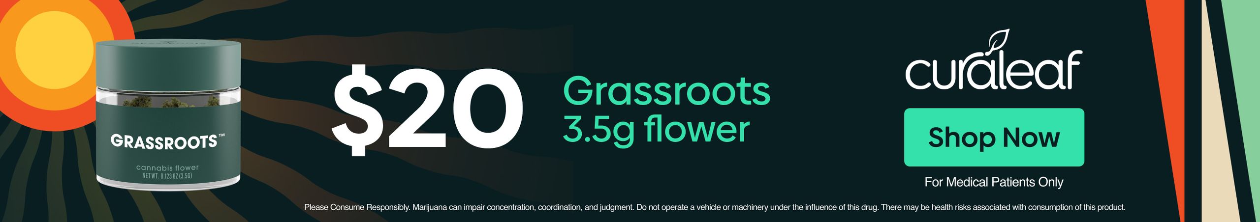 Cannabis Promo, Cannabis Sales, Cannabis Discounts, Cannabis on Sale, $20 Grassroots 3.5g Flower!