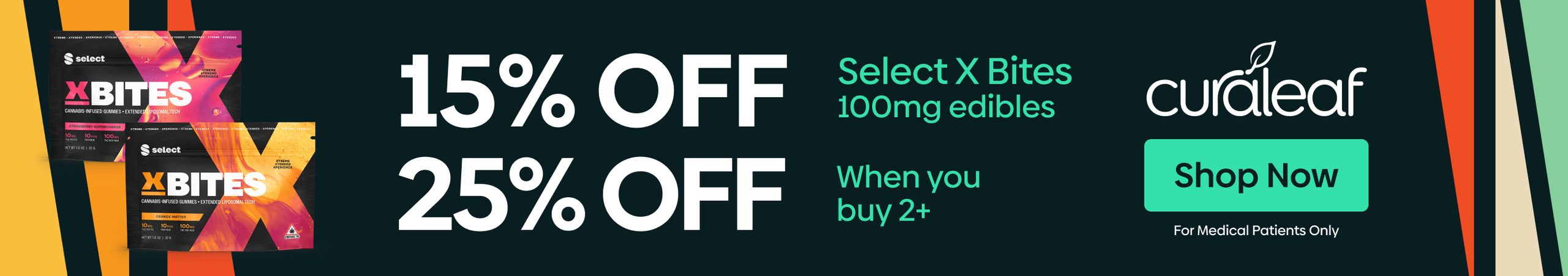 Cannabis Promo, Cannabis Sales, Cannabis Discounts, Cannabis on Sale, 15% Off Select X-Bites 100mg Edibles!