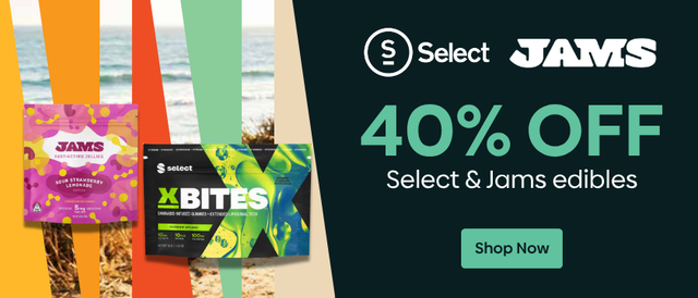 Cannabis Promo, Cannabis Sales, Cannabis Discounts, Cannabis on Sale, 40% OFF SELECT & JAMS Edibles!