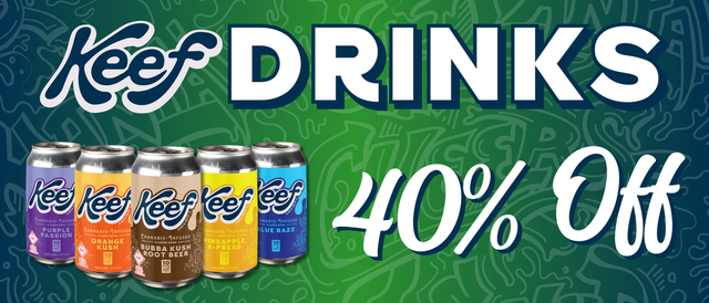 Cannabis Promo, Cannabis Sales, Descuentos en cannabis, Cannabis on Sale, ¡40% OFF Bebidas KEEF!