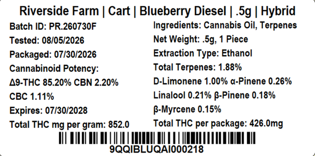 Blueberry Diesel Riverside Farm Blueberry Diesel Riverside Farm
