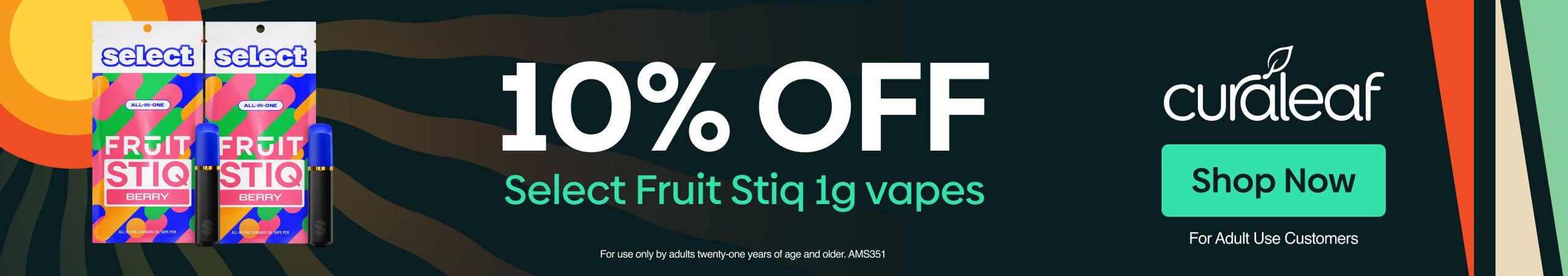 Cannabis Promo, Cannabis Sales, Cannabis Discounts, Cannabis on Sale, 10% Off Select 1g Fruit Stiq Vapes!