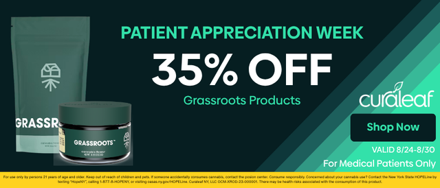 Cannabis Promo, Cannabis Sales, Cannabis Discounts, Cannabis on Sale, 35% Off All Grassroots Products!