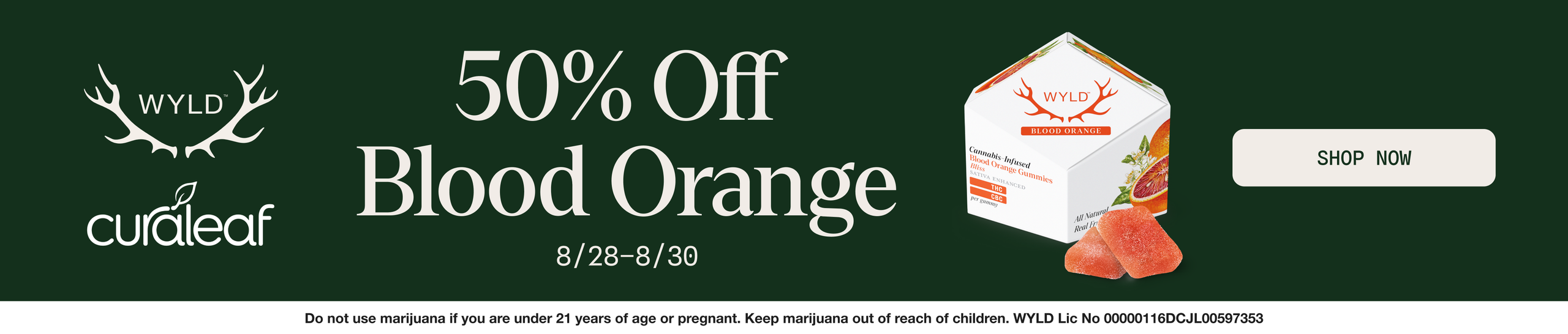 Cannabis Promo, Cannabis Sales, Cannabis Discounts, Cannabis on Sale, 50% OFF WYLD Blood Orange Gummies!