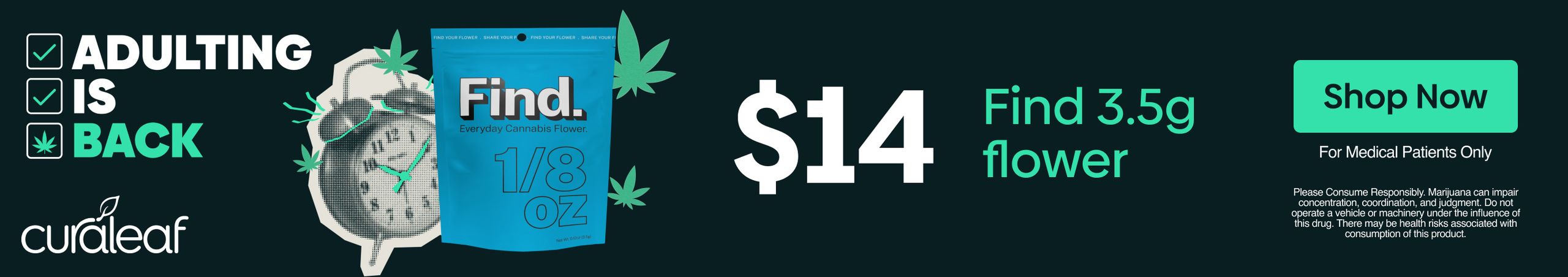 Cannabis Promo, Cannabis Sales, Cannabis Discounts, Cannabis on Sale, $14 Find 3.5g Flower!