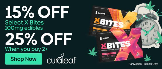 Cannabis Promo, Cannabis Sales, Cannabis Discounts, Cannabis on Sale, 15% Off Select X-Bites 100mg Edibles!