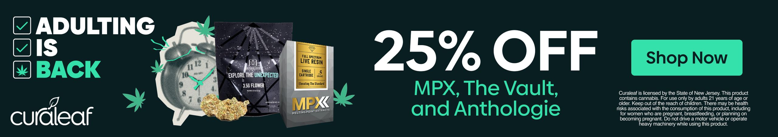 Cannabis Promo, Cannabis Sales, Cannabis Discounts, Cannabis on Sale, 25% Off Anthologie, MPX & The Vault!