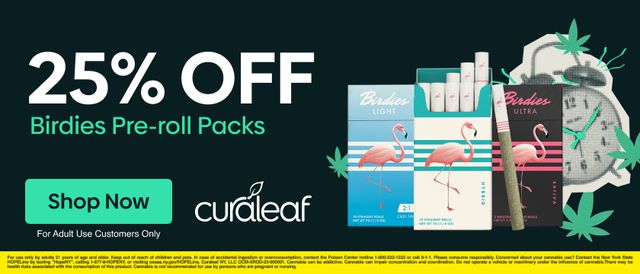 Cannabis Promo, Cannabis Sales, Cannabis Discounts, Cannabis on Sale, 25% Off Birdies Pre-Roll Packs!