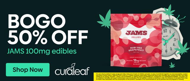 Cannabis Promo, Cannabis Sales, Cannabis Discounts, Cannabis on Sale, Buy 1 Full Price 100mg Jams Get 1 50% Off!