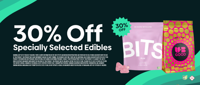 Cannabis Promo, Cannabis Sales, Cannabis Discounts, Cannabis on Sale, MONDAY 30% OFF Edibles