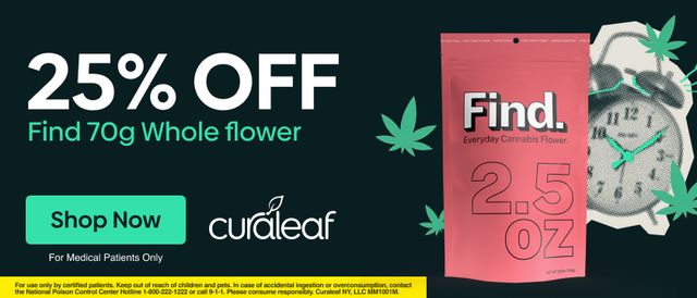 Cannabis Promo, Cannabis Sales, Cannabis Discounts, Cannabis on Sale, 25% Off Find 70g Whole Flower!