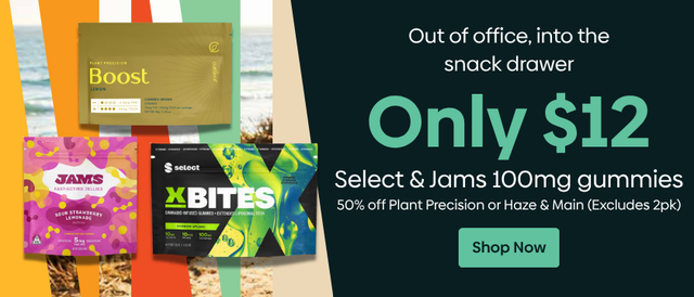 Cannabis Promo, Cannabis Sales, Cannabis Discounts, Cannabis on Sale, ONLY $12 100mg SELECT & JAMS Edibles!