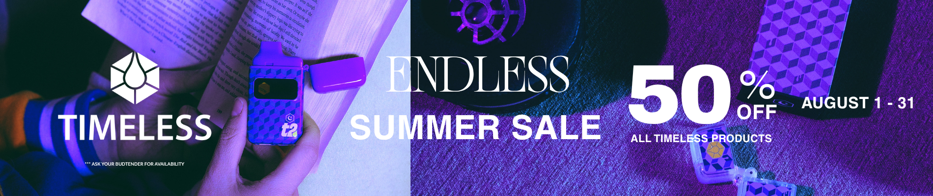 Cannabis Promo, Cannabis Sales, Cannabis Discounts, Cannabis on Sale, 50% OFF TIMELESS & TUMBLE Products!