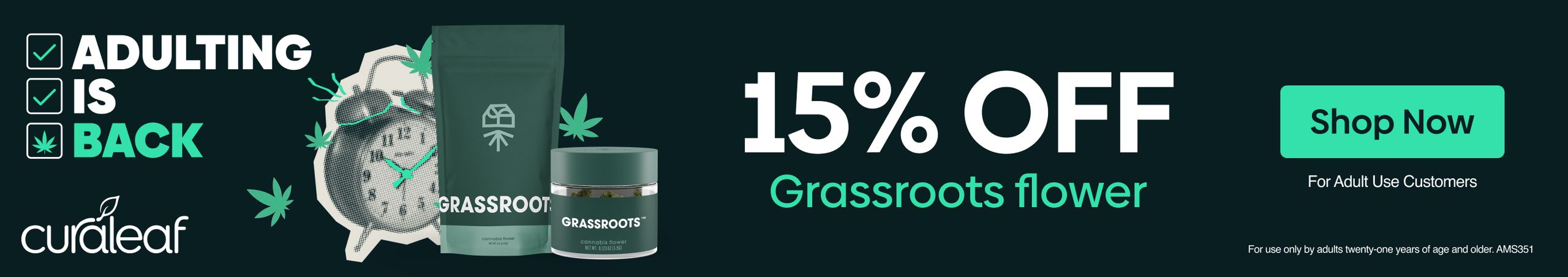 Cannabis Promo, Cannabis Sales, Cannabis Discounts, Cannabis on Sale, 15% All Grassroots Flower!