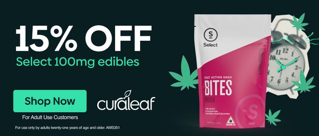 Cannabis Promo, Cannabis Sales, Cannabis Discounts, Cannabis on Sale, 15% Off All Select 100mg Edibles!