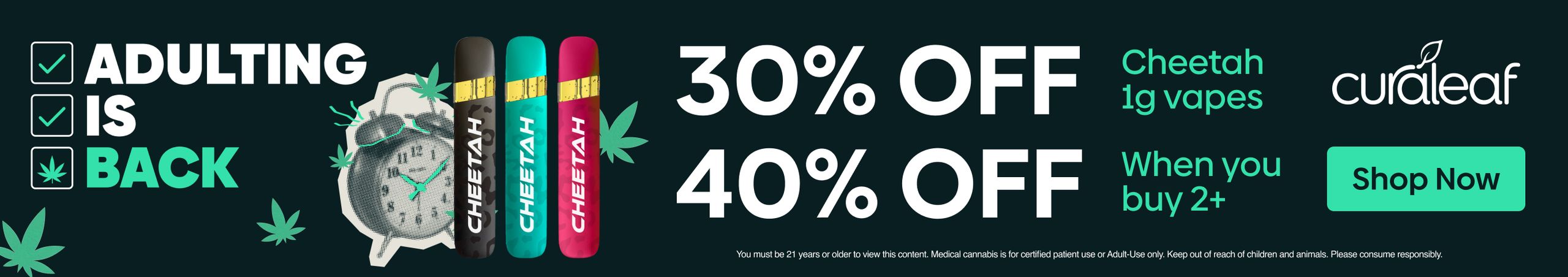 Cannabis Promo, Cannabis Sales, Cannabis Discounts, Cannabis on Sale, 30% Off Cheetah 1g All-in-One Vapes!