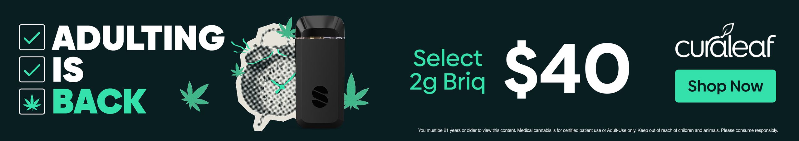 Cannabis Promo, Cannabis Sales, Cannabis Discounts, Cannabis on Sale, $40 Briq 1.0 Vapes!