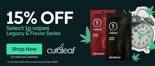 Cannabis Promo, Cannabis Sales, Cannabis Discounts, Cannabis on Sale, 15% Off Select Legacy & Flavor Series 1g Carts!