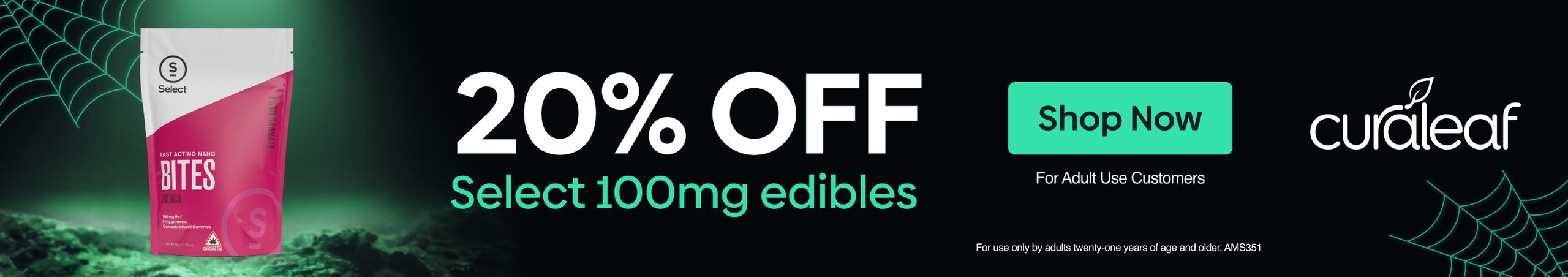 Cannabis Promo, Cannabis Sales, Cannabis Discounts, Cannabis on Sale, 20% Off All Select 100mg Edibles!