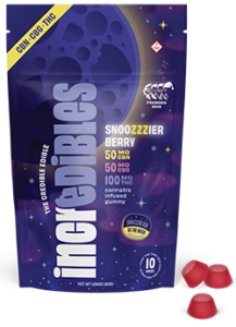 Buy Incredibles Edibles Snoozzzierberry 2:1:1 THC:CBN:CBG 100mg / 10pk image