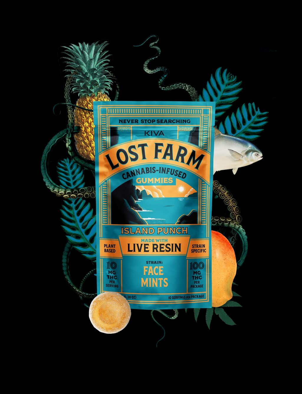 Buy Lost Farm Edibles Island Punch - Face Mints 10pk 100mg image