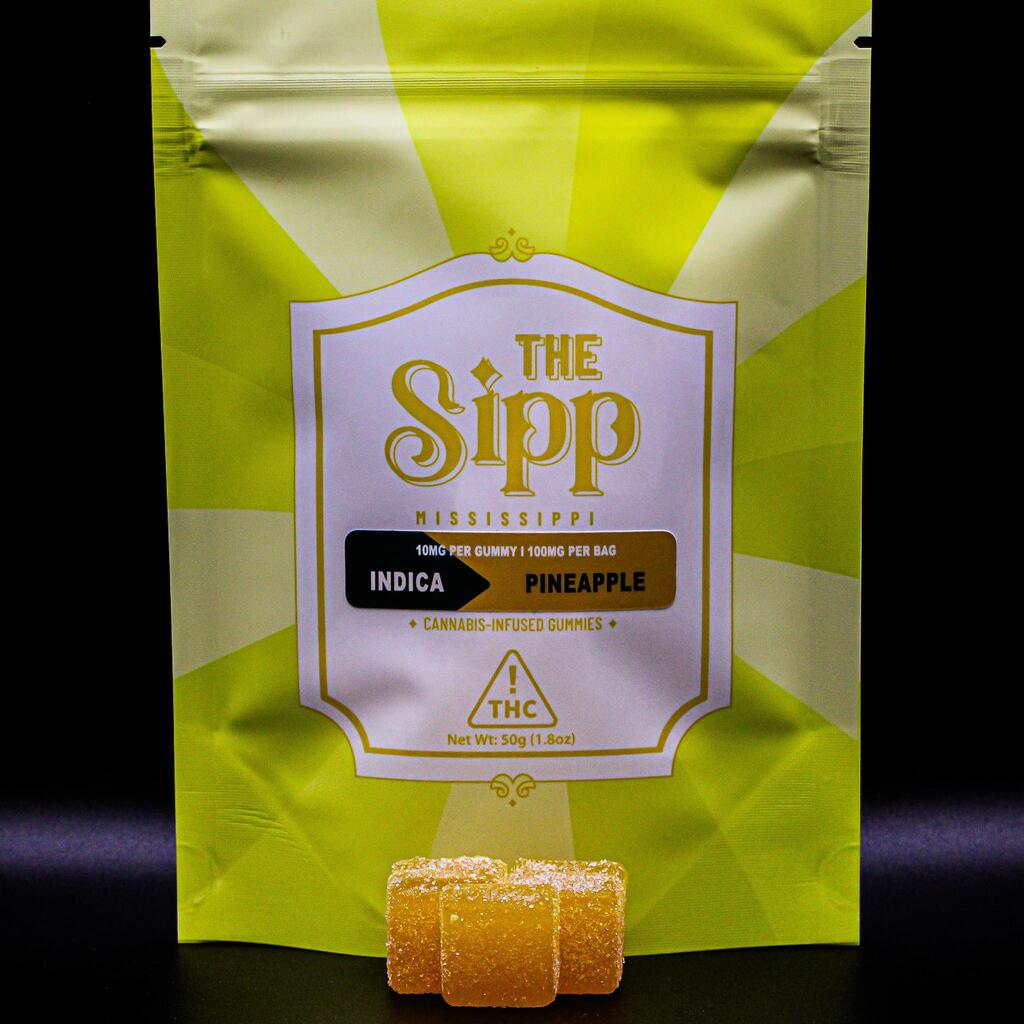 Buy The Sipp Edibles Indica | Pineapple Gummies 100mg [10 pcs] image