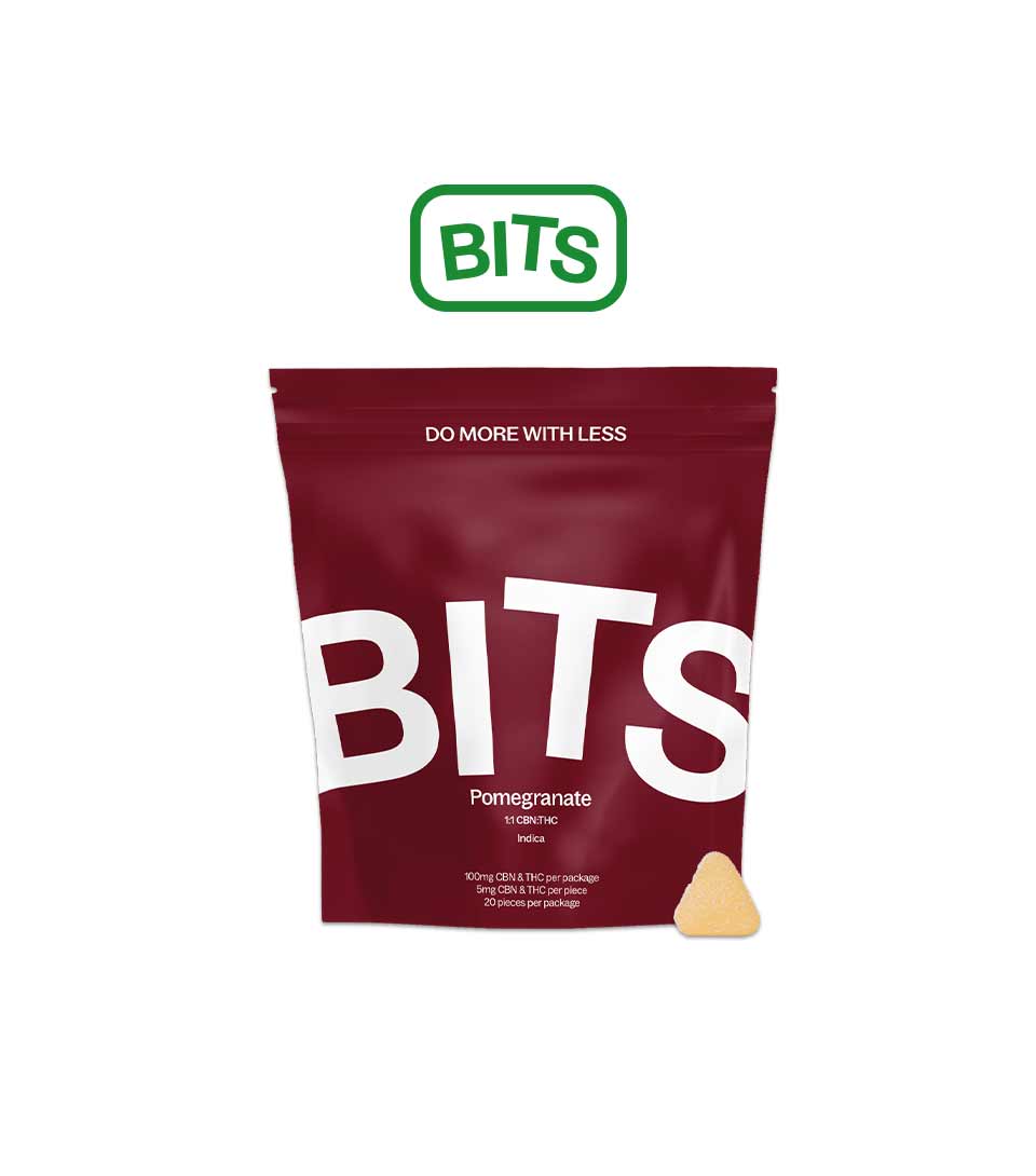 Buy Bits Edibles Pomegranate 1:1 CBN/THC Soft Chews 100mg [20 Pk] image
