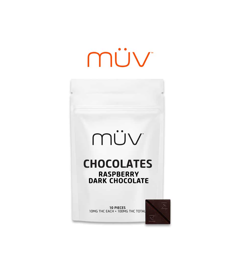 Buy MÜV Edibles Raspberry Dark Chocolate 100mg [10 Pk] image №0