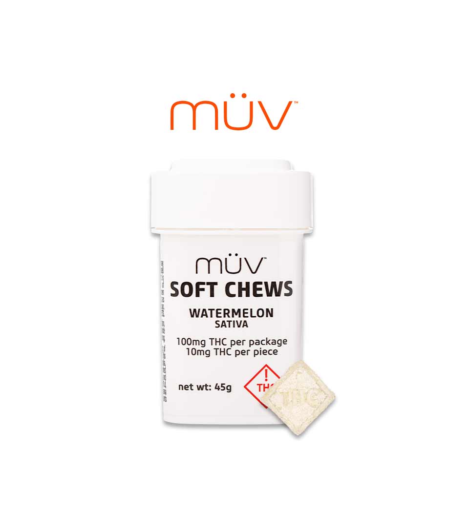 Buy MÜV Edibles Watermelon Soft Chews 100mg [10 Pk] image