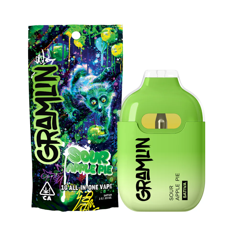 Buy Gramlin Vape Cartridge Sour Apple Pie Disposable 1 G image