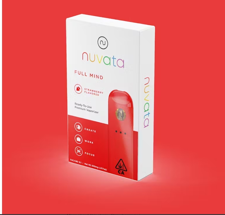 Buy Nuvata Vapes Full Mind Strawberry 9:1 (THC:CBD) (0.5g) image