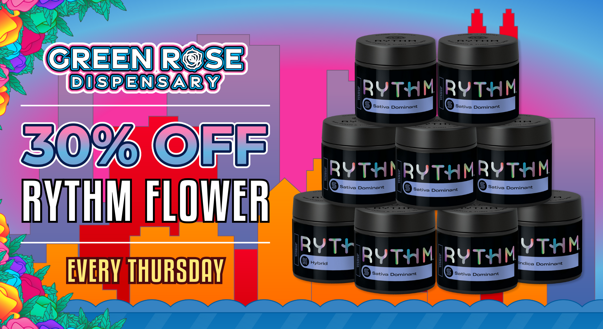 Cannabis Promo, Cannabis Sales, Cannabis Discounts, Cannabis on Sale, 30% Off Rythm Flower!