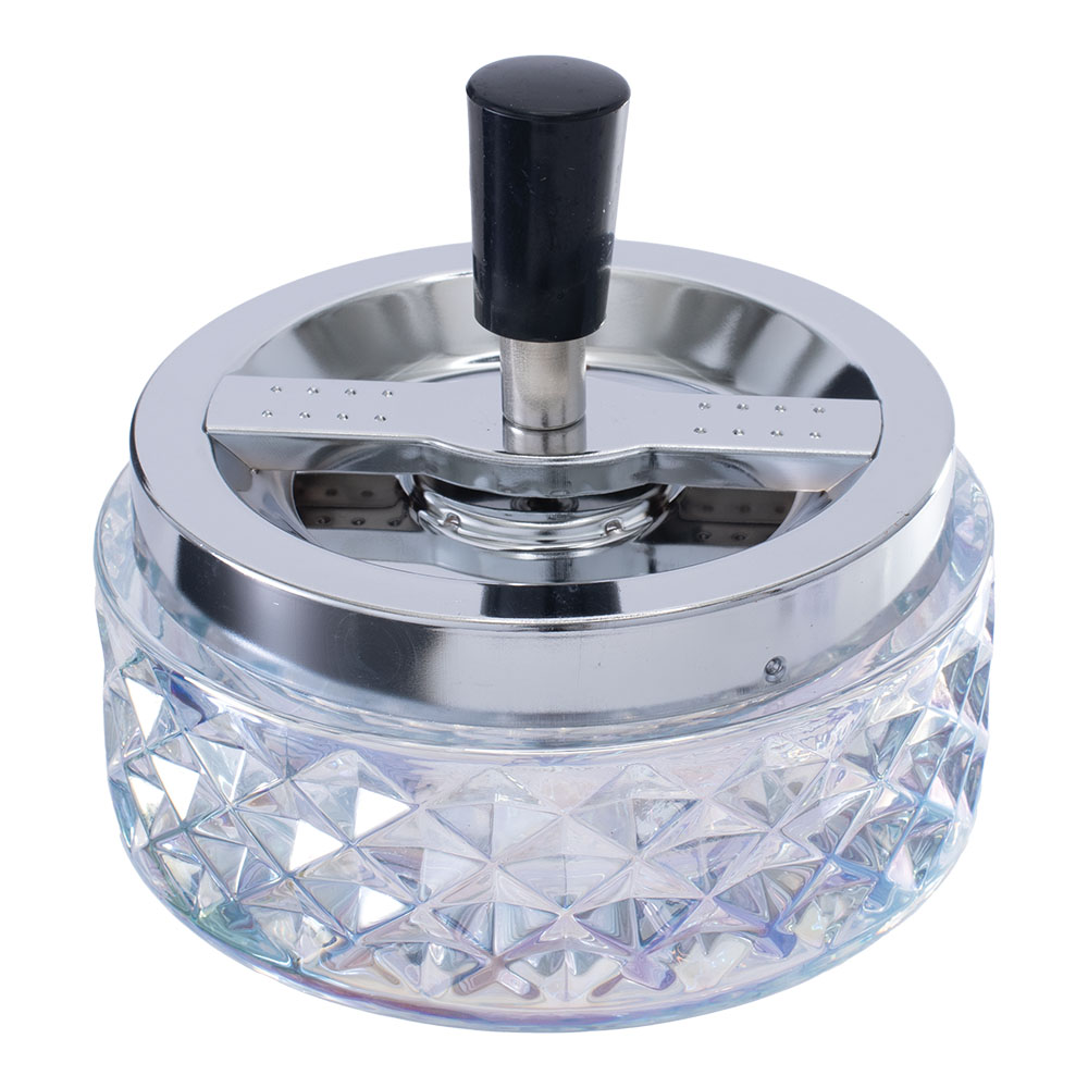 Buy AFG Accessories Fujima Gem-cut Glass Spinning Ashtray - 4.75" Iridescent  image