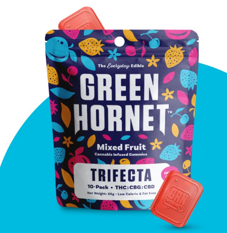 Buy Green Hornet Edibles Trifecta Mixed Fruit THC:CBD:CBG 10pk 100mg image