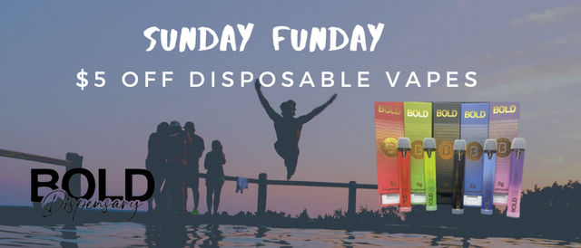 Cannabis Promo, Cannabis Sales, Cannabis Discounts, Cannabis on Sale, Sunday Funday - $5 Off Disposable Vapes