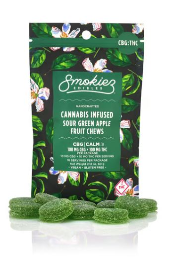 Buy Smokiez Edible Sour Green Apple CBG:THC 1:1 100 mg image №0