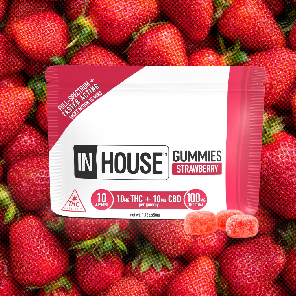 Buy In House Edibles Fast Acting Strawberry 1:1 10mg 10pk image