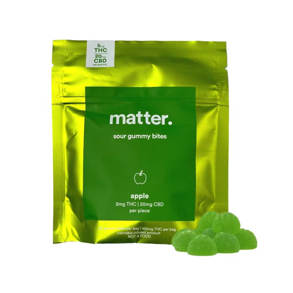 Buy Matter. Edibles Sour Apple 1:4 (THC:CBD) 20pk [5mg] image