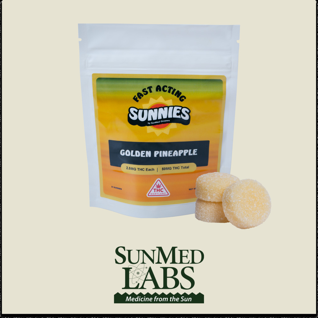 Buy Sunnies Edibles Golden Pineapple 2.5mg 20pk image