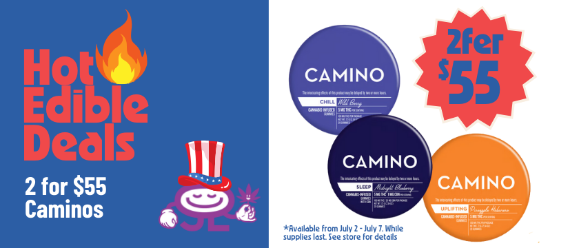 Cannabis Promo, Cannabis Sales, Cannabis Discounts, Cannabis on Sale, INDEPENDENCE DAY DEAL! Camino Edibles 2 for $55